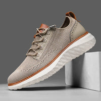 Halton | Knit Mesh Low-Top Men's Sneakers with Leather Trim Detail