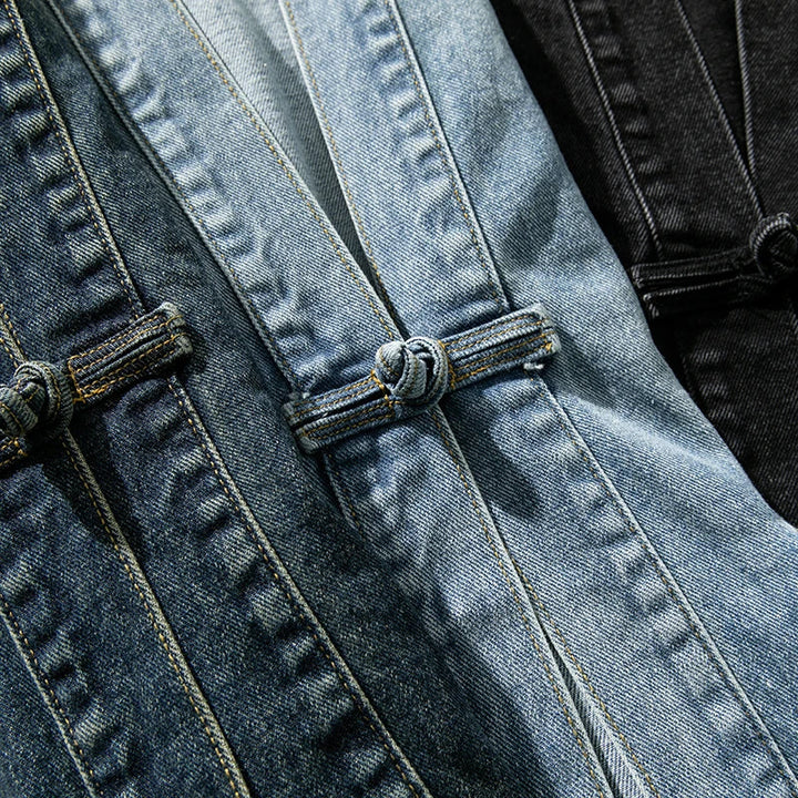Kaito | Men's Washed Denim Jacket with Kimono Collar