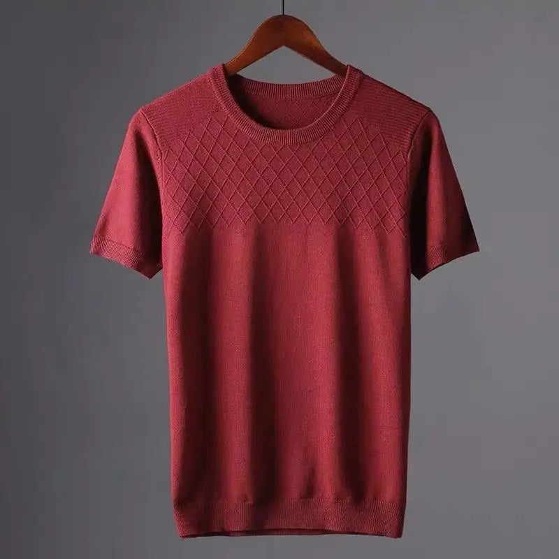 Diamond | Argyle Jacquard Knit Crew Neck T-Shirt