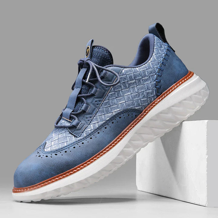 Quillen | Woven Texture Brogue-Detail Men Sneakers