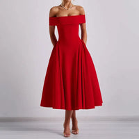 Rosalind | One Shoulder A-Line Dress with Pleated Midi Skirt