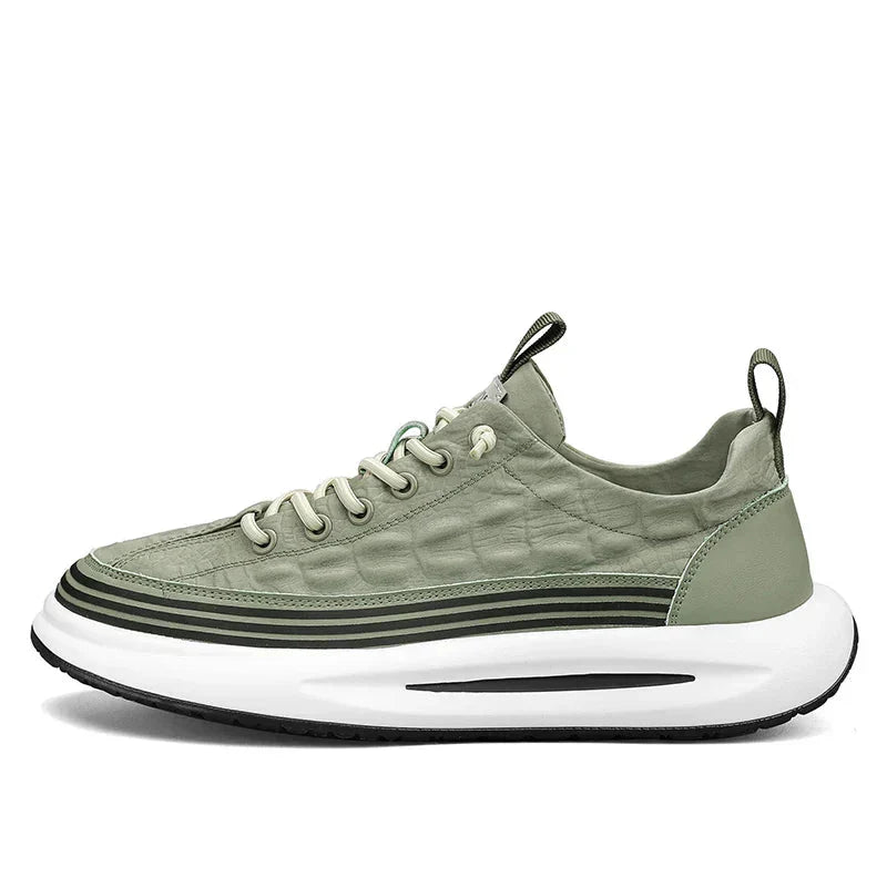 Adrian | Quilted Leather Men's Sneakers with Striped Platform Sole