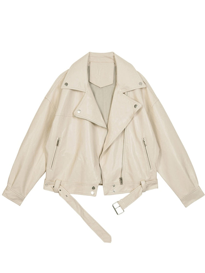 Blanche | Oversized Belted Drop-Shoulder Women's Leather Jackets