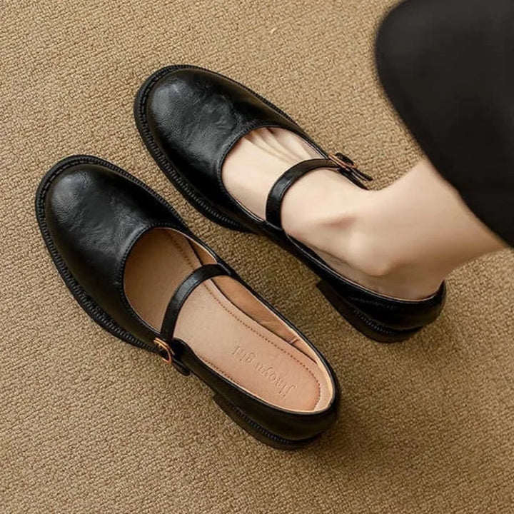 Audrey | Soft Leather Mary Jane Flats with Ankle Strap