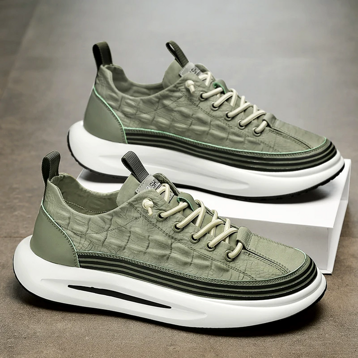 Adrian | Quilted Leather Men's Sneakers with Striped Platform Sole