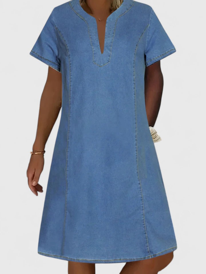 Frankie | Denim Notch Neck Summer Dress with Pockets
