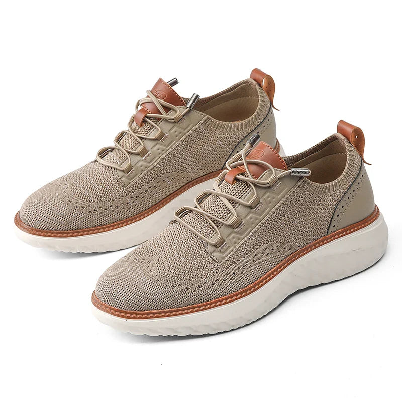 Halton | Knit Mesh Low-Top Men's Sneakers with Leather Trim Detail