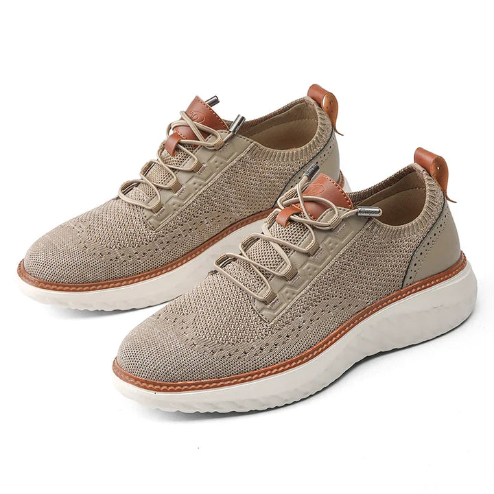 Halton | Knit Mesh Low-Top Men's Sneakers with Leather Trim Detail