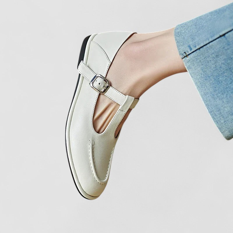 Reese | Classic T-Bar Mary Jane Flats with Buckle Strap