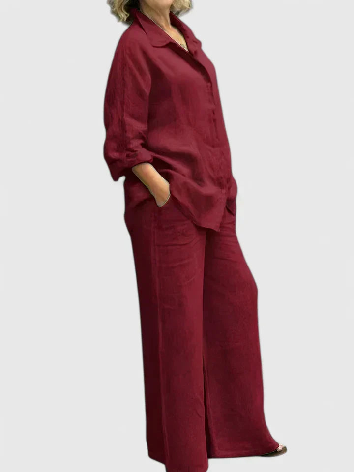 Lunara | Linen Button-Down Shirt & Wide-Leg Trouser Sets