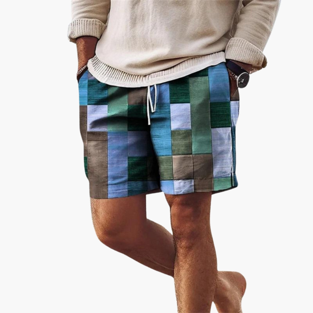 Mosaic | Colour-Block Print Drawstring Mens Short