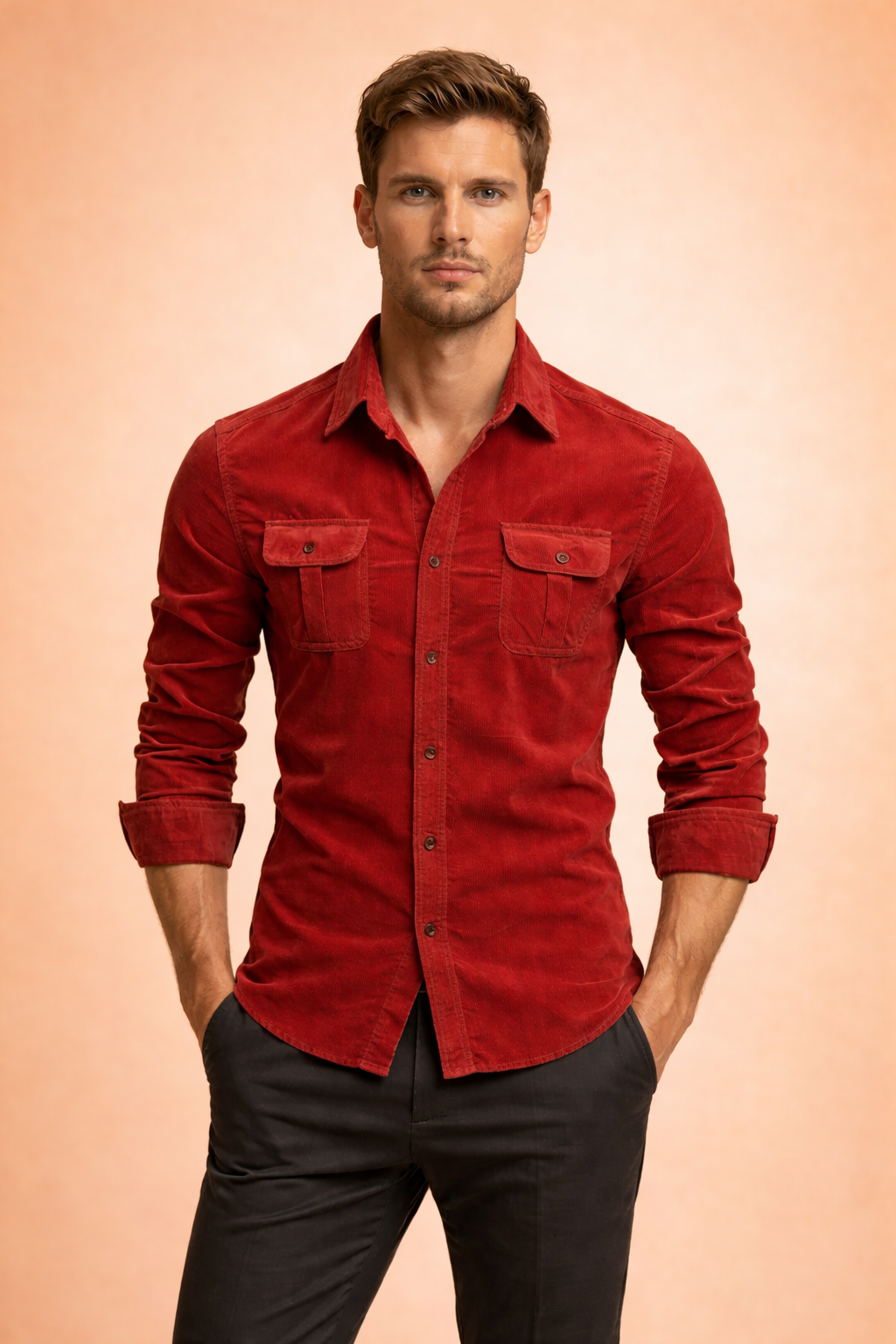 Marchetti | Men's Slim Fit Cotton Shirt – Chest Pocket Design