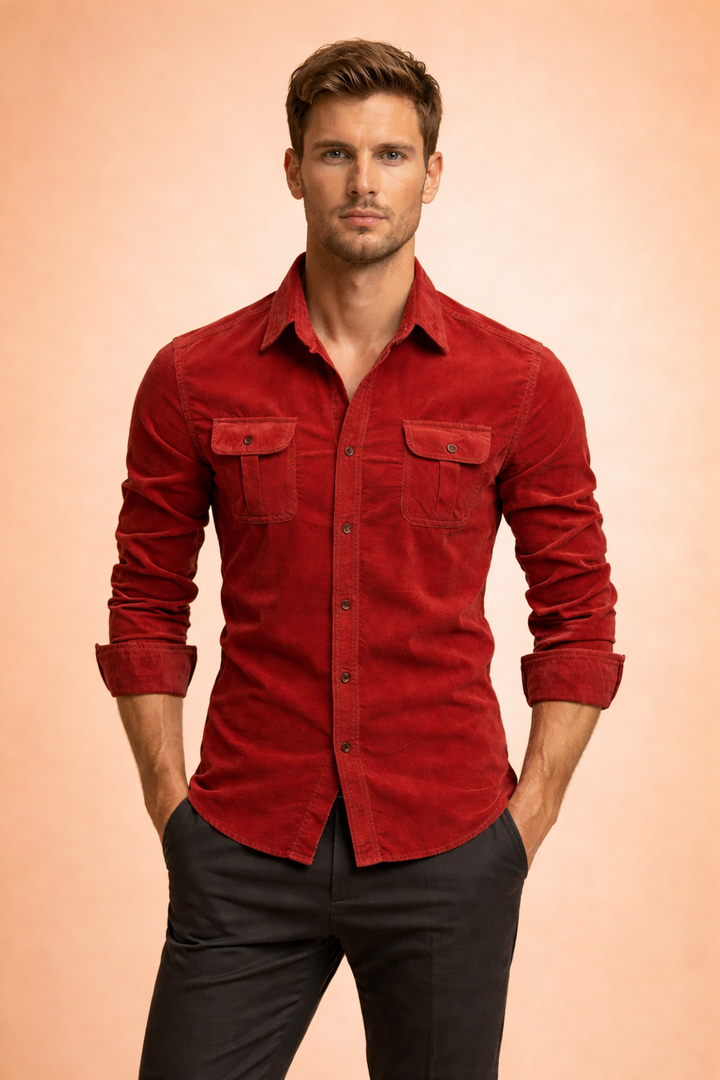 Marchetti | Men's Slim Fit Cotton Shirt – Chest Pocket Design
