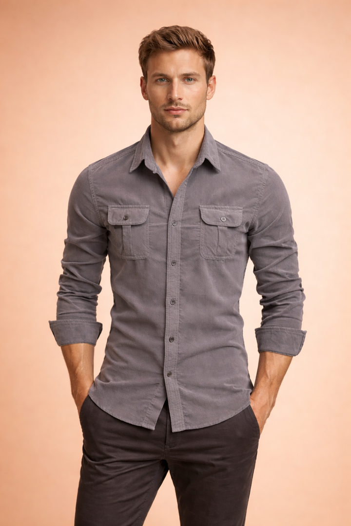 Marchetti | Men's Slim Fit Cotton Shirt – Chest Pocket Design