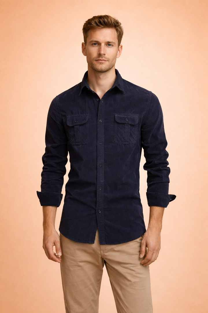 Marchetti | Men's Slim Fit Cotton Shirt – Chest Pocket Design