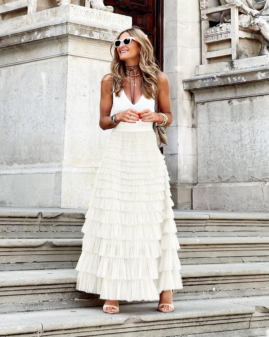 Bellissima | Tiered Ruffle Tulle Maxi Skirt