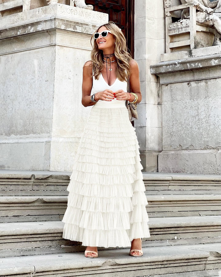 Bellissima | Tiered Ruffle Tulle Maxi Skirt
