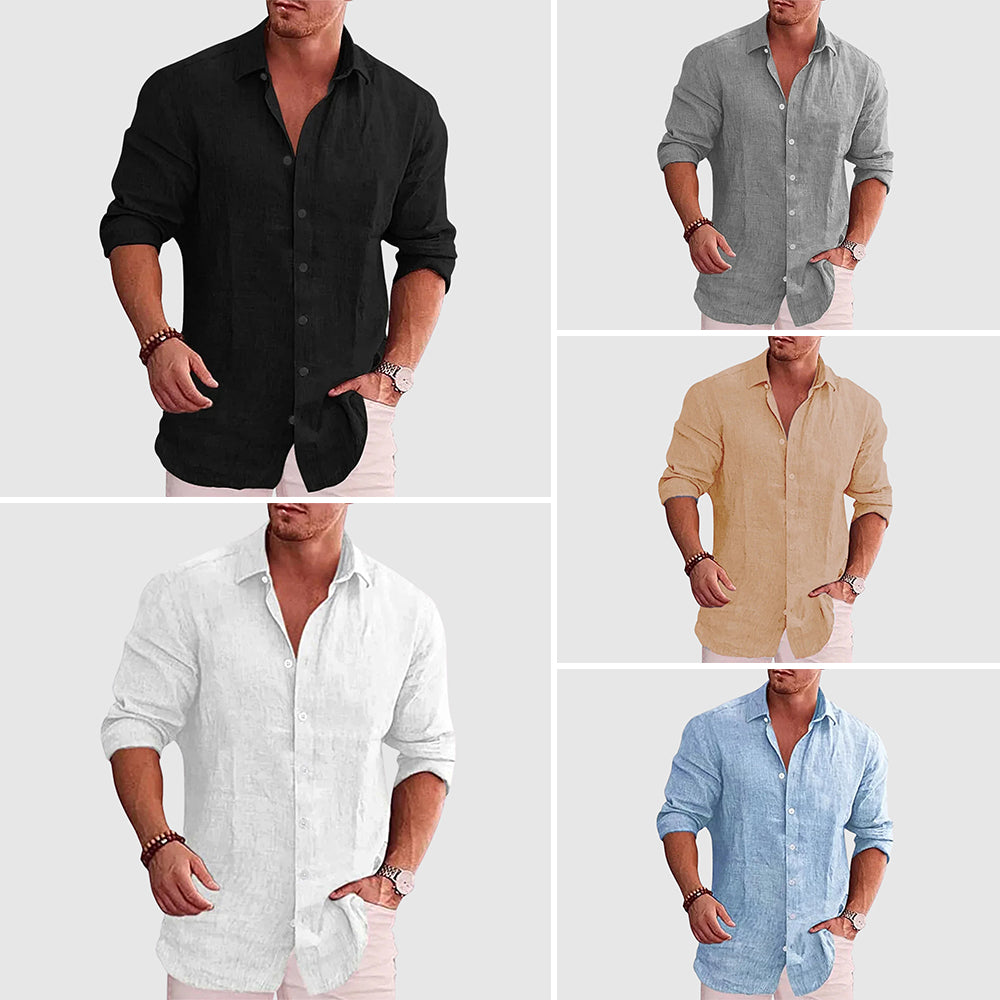 Theodore | Relaxed Spread Collar Linen Mens Smart Casual Shirt