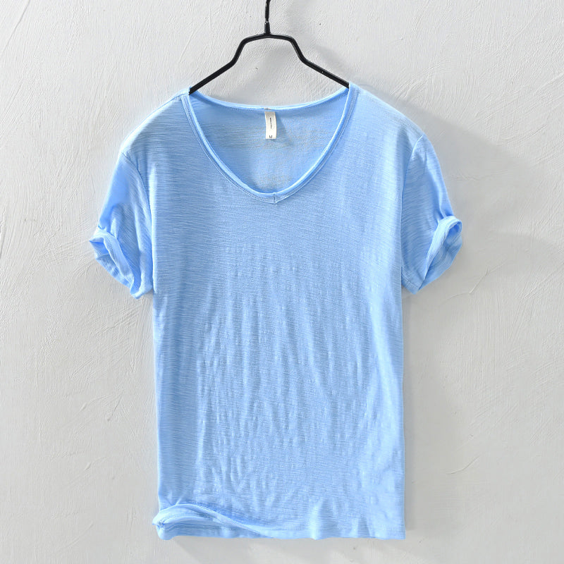 Sydney | Relaxed V-Neck Slub Cotton T Shirt