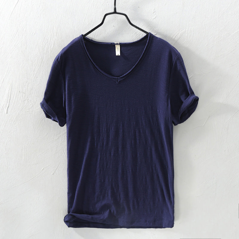 Sydney | Relaxed V-Neck Slub Cotton T Shirt