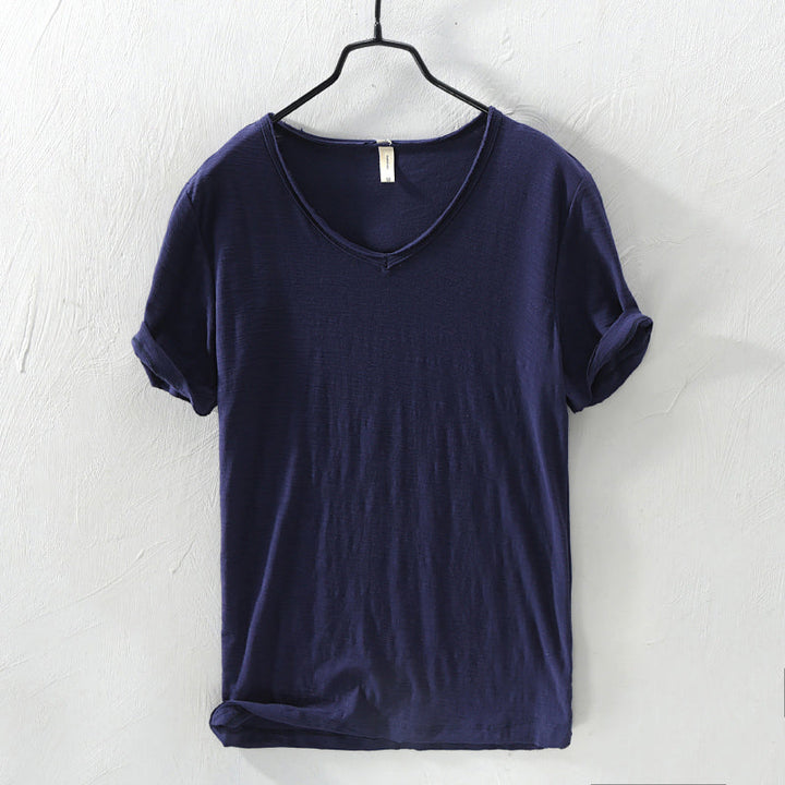 Sydney | Relaxed V-Neck Slub Cotton T Shirt