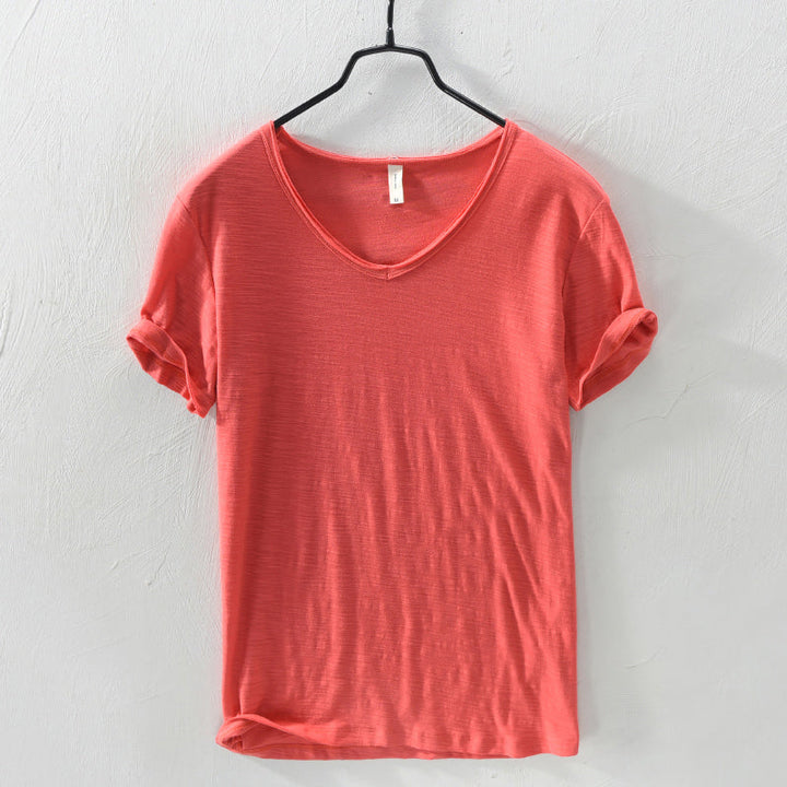 Sydney | Relaxed V-Neck Slub Cotton T Shirt