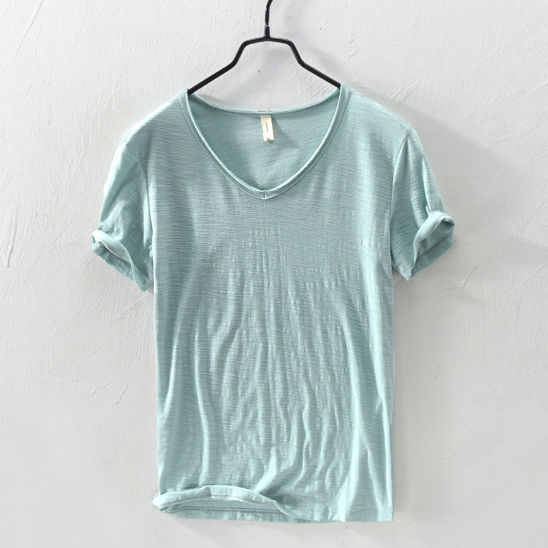 Sydney | Relaxed V-Neck Slub Cotton T Shirt
