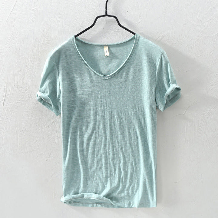 Sydney | Relaxed V-Neck Slub Cotton T Shirt