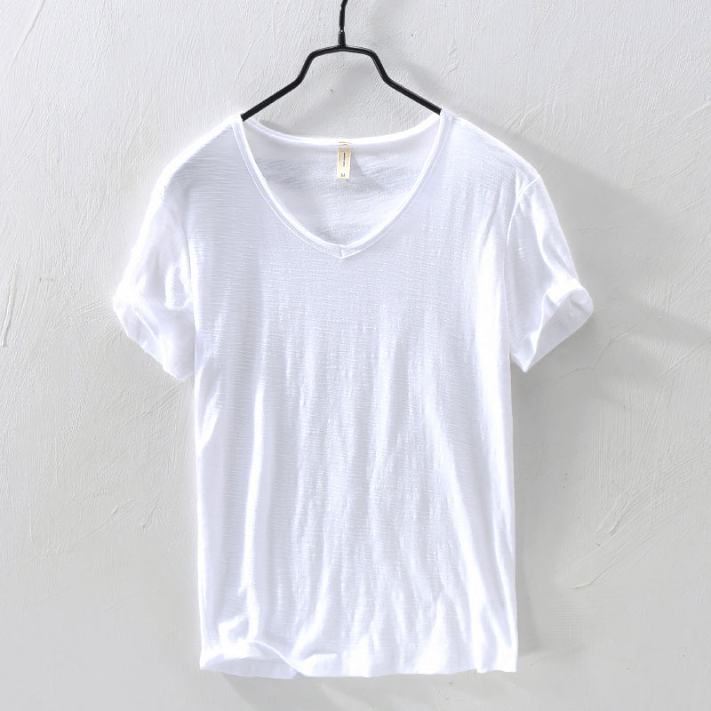 Sydney | Relaxed V-Neck Slub Cotton T Shirt
