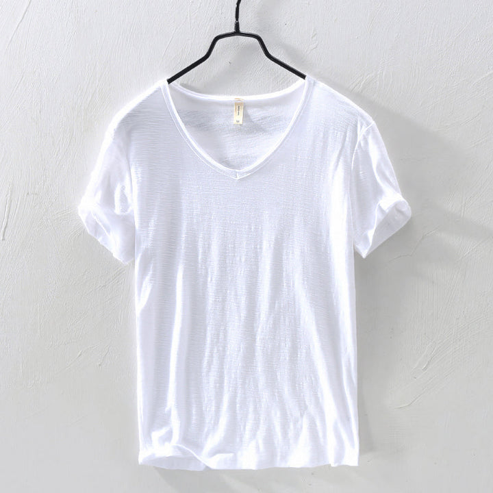 Sydney | Relaxed V-Neck Slub Cotton T Shirt