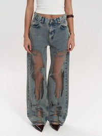 Roxy | Women's Jeans Low Rise Mesh Panel Distressed