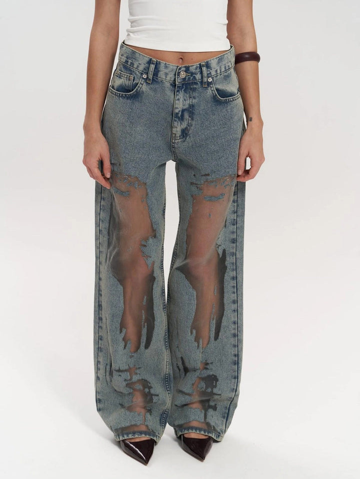 Roxy | Women's Jeans Low Rise Mesh Panel Distressed