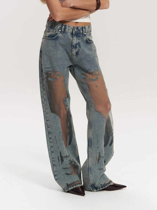 Roxy | Women's Jeans Low Rise Mesh Panel Distressed