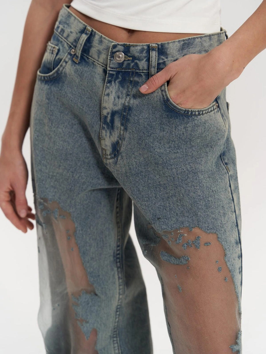 Roxy | Women's Jeans Low Rise Mesh Panel Distressed