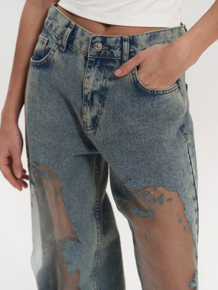 Roxy | Women's Jeans Low Rise Mesh Panel Distressed