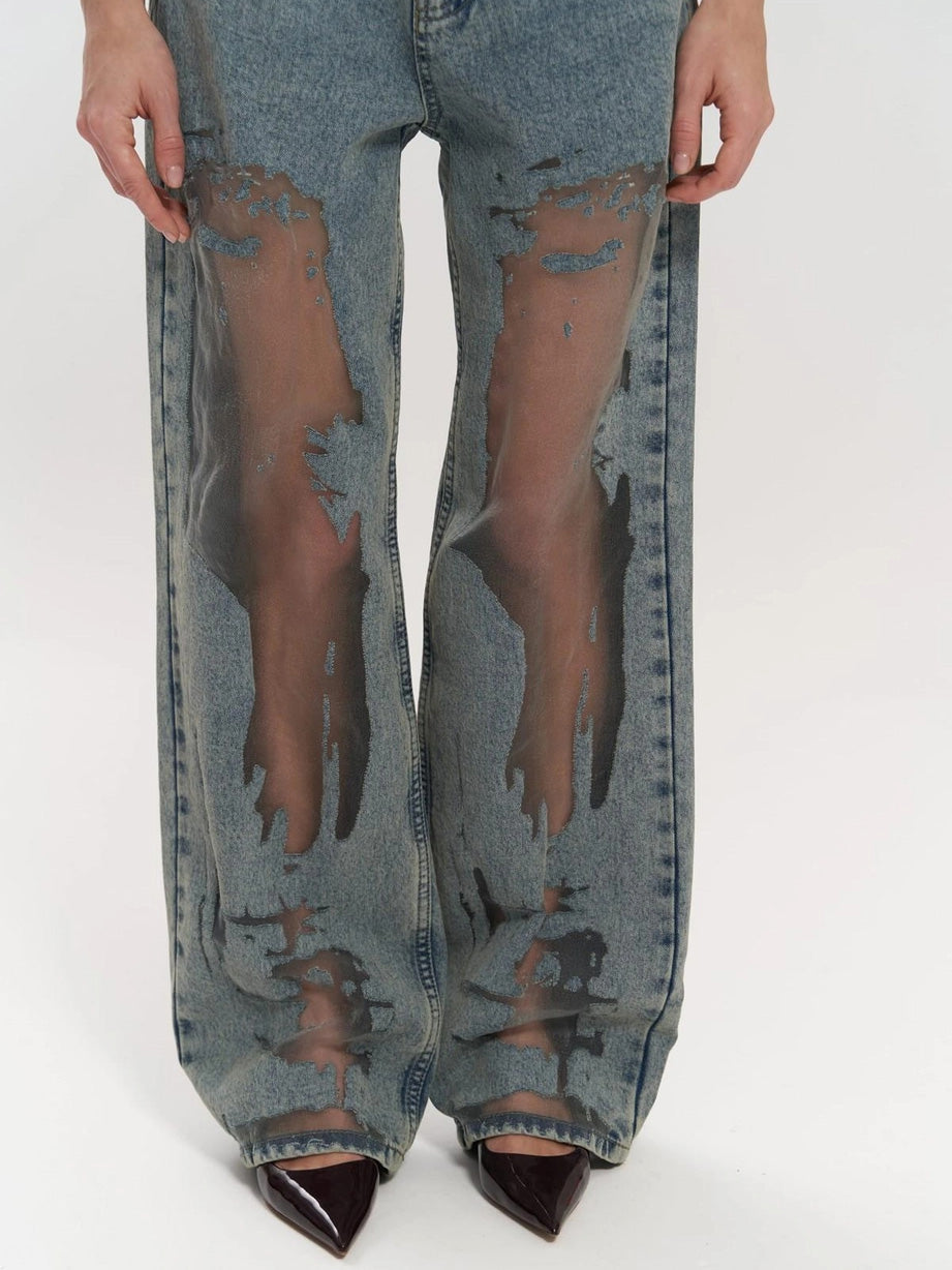 Roxy | Women's Jeans Low Rise Mesh Panel Distressed