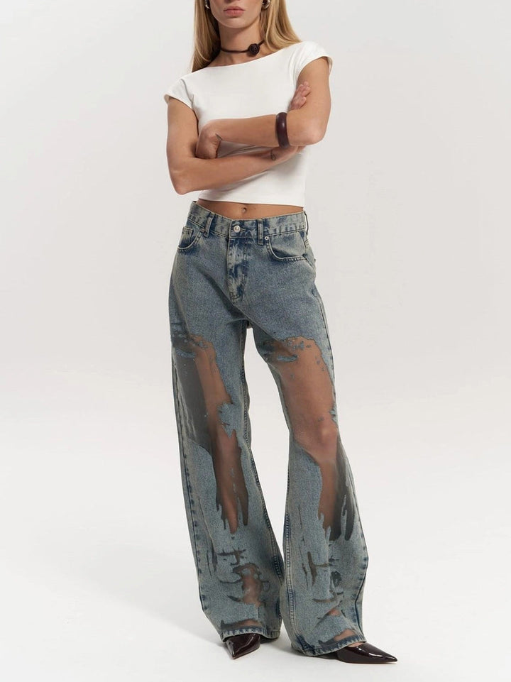 Roxy | Women's Jeans Low Rise Mesh Panel Distressed