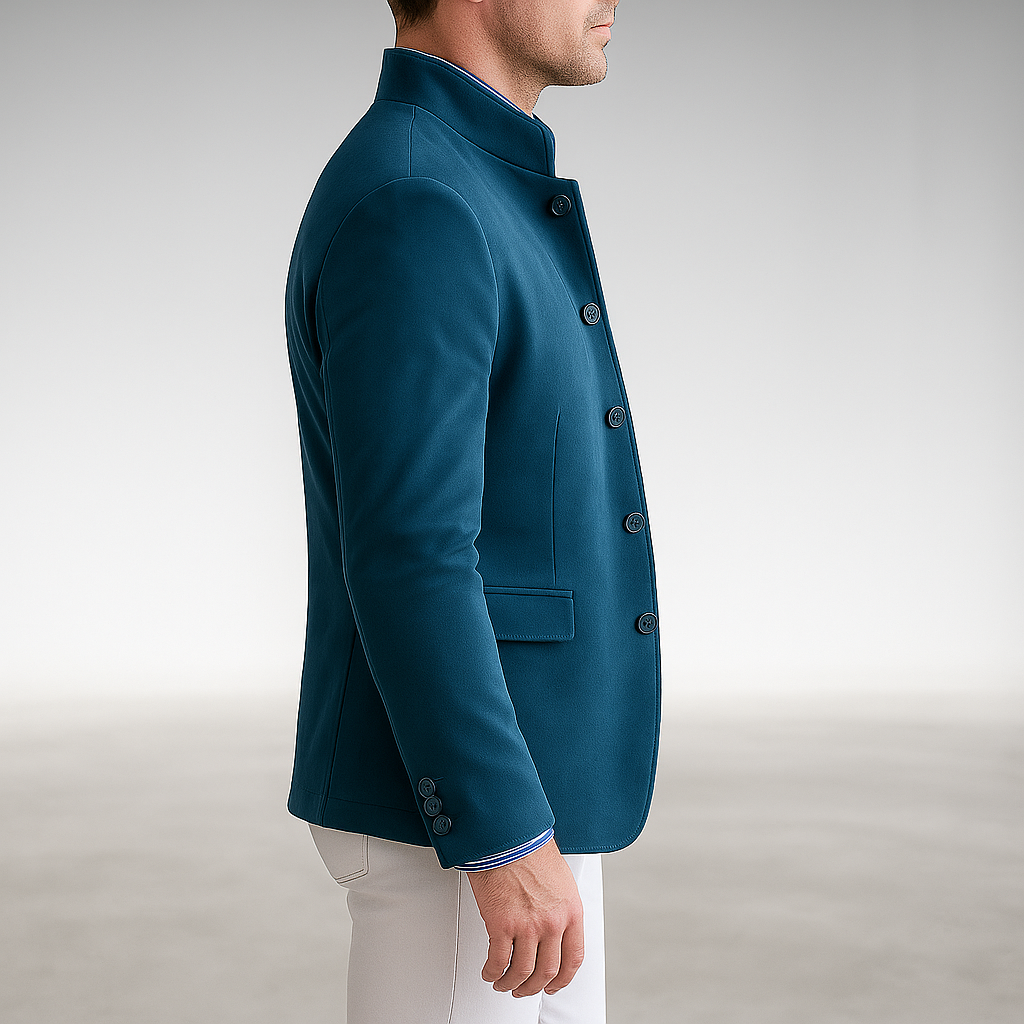 Cortland | Mandarin Collar Blazer with Button Front and Flap Pockets