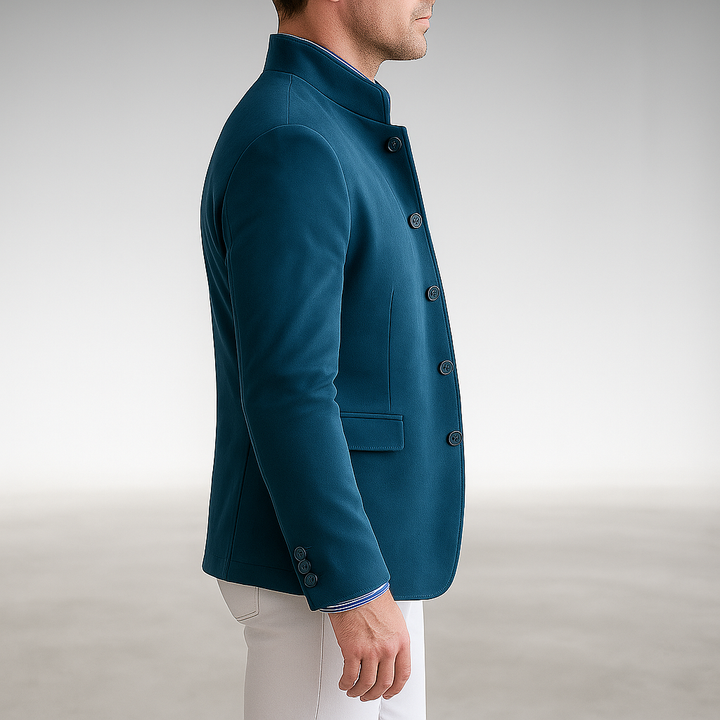 Cortland | Mandarin Collar Blazer with Button Front and Flap Pockets