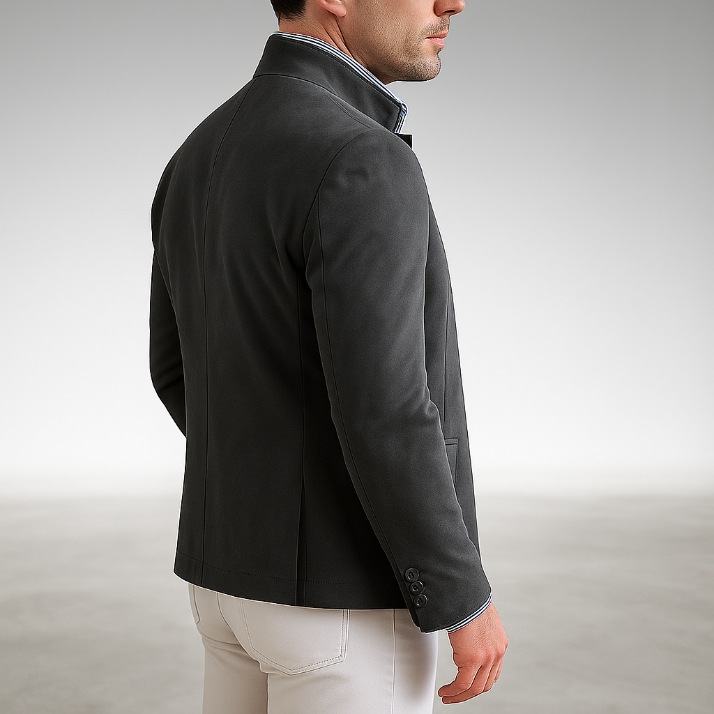 Cortland | Mandarin Collar Blazer with Button Front and Flap Pockets