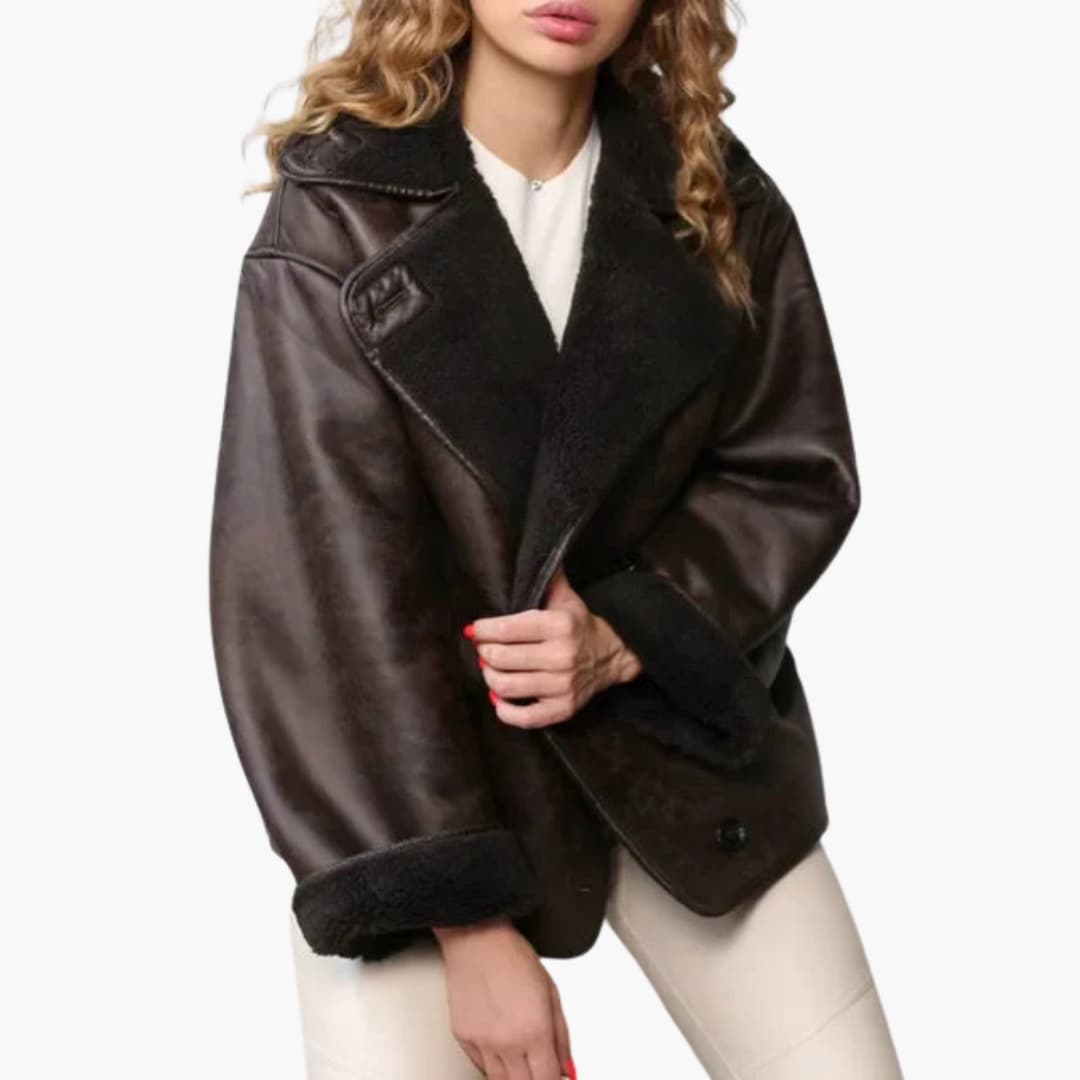 Velora | Oversized Sherpa-Lined Women's Leather Jackets