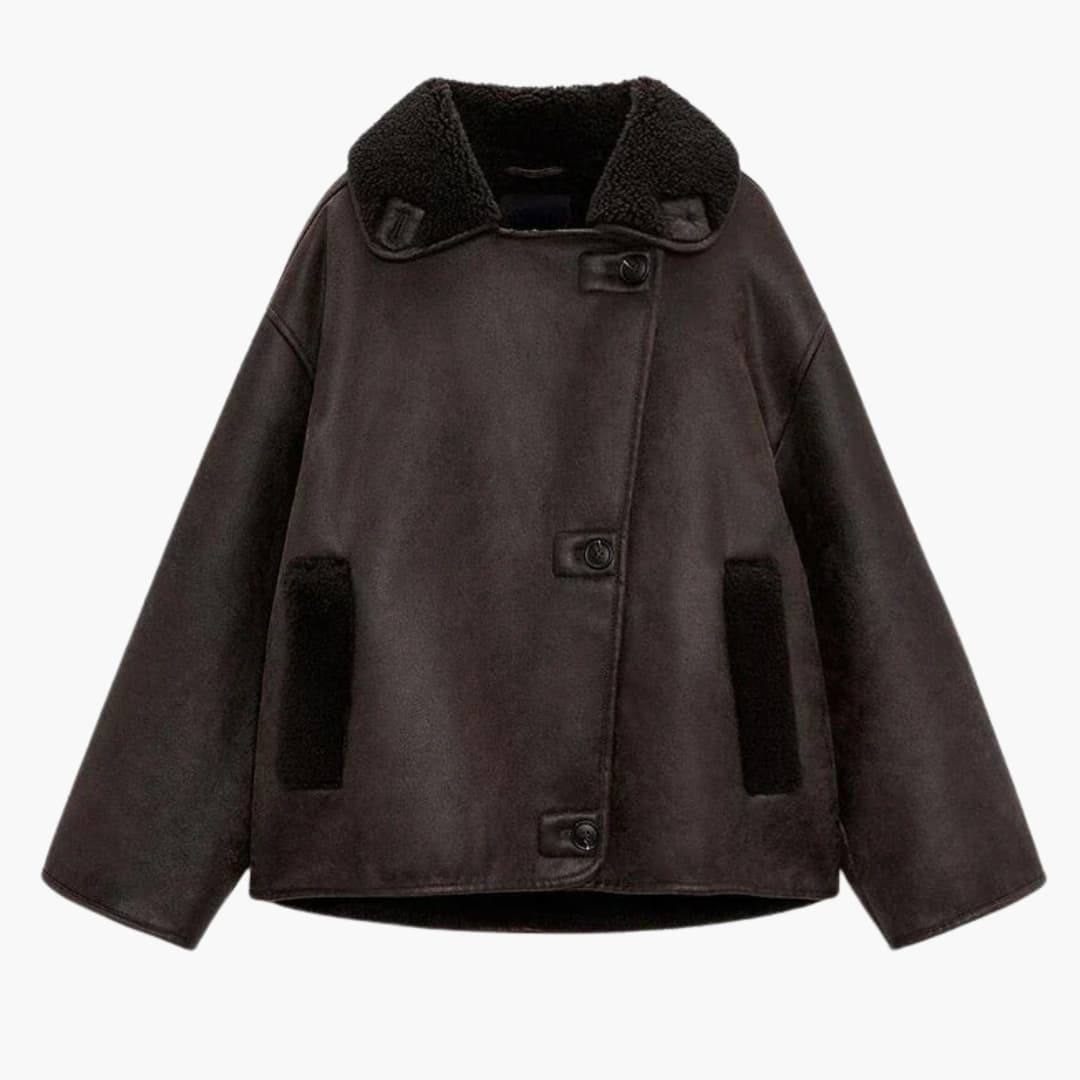 Velora | Oversized Sherpa-Lined Women's Leather Jackets