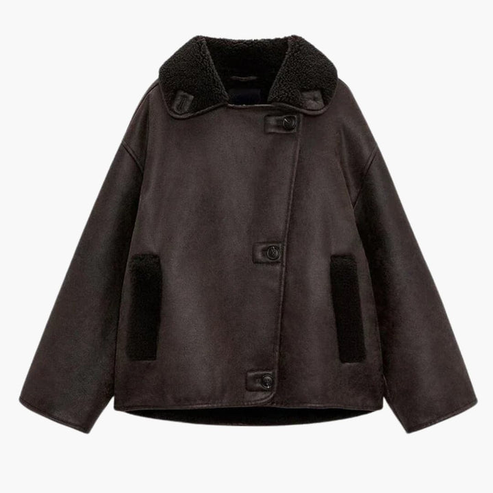 Velora | Oversized Sherpa-Lined Women's Leather Jackets