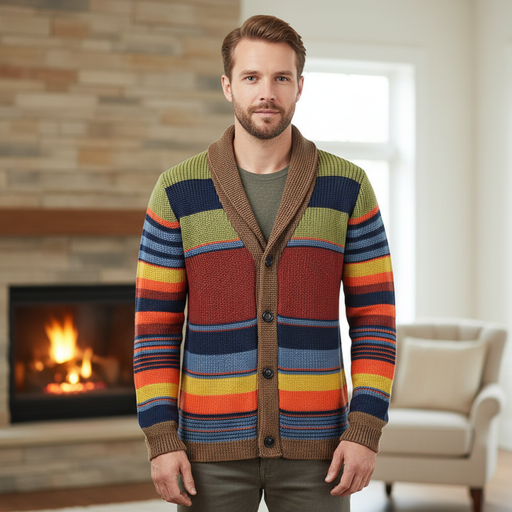 Marius | Striped Shawl Collar Men's Cardigans