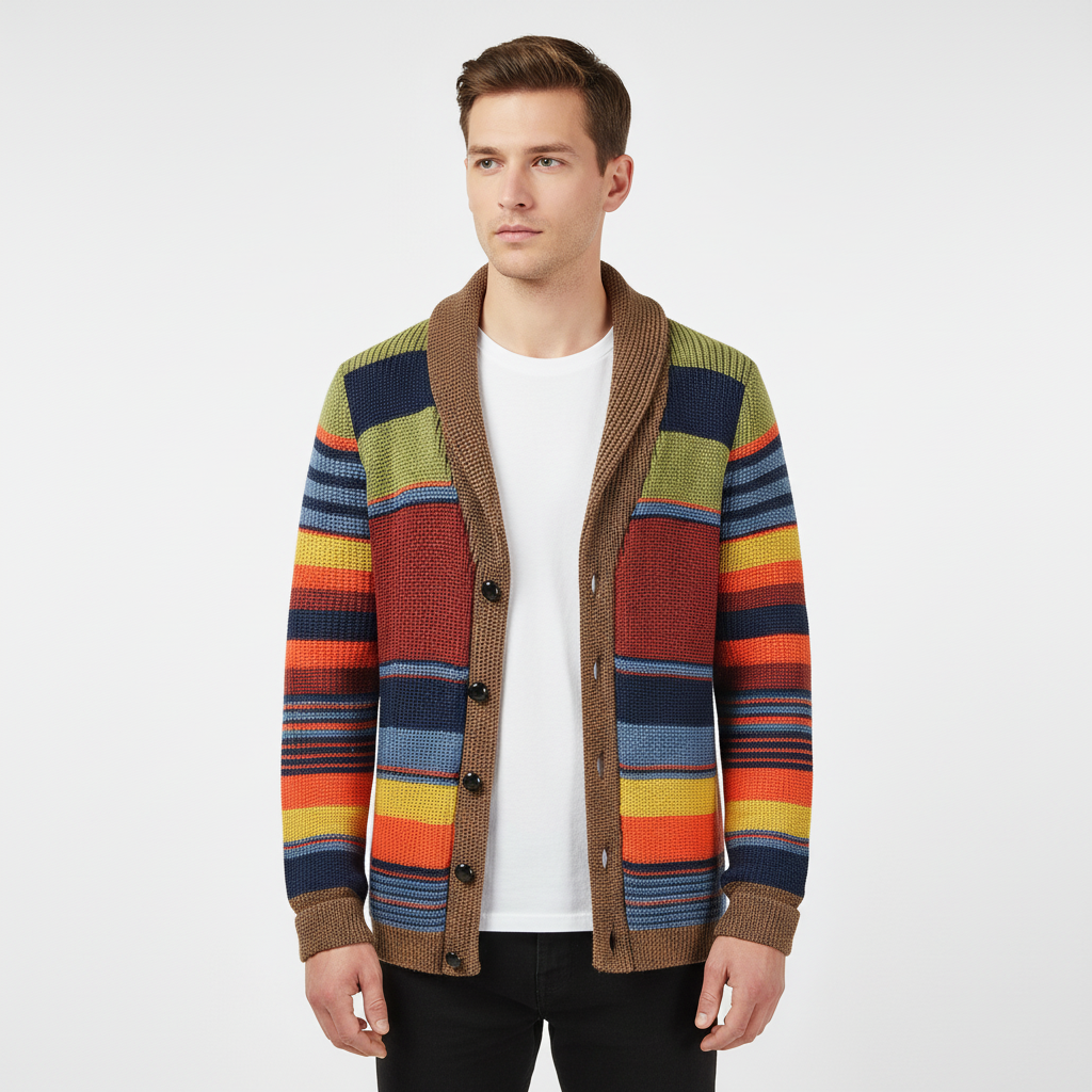 Marius | Striped Shawl Collar Men's Cardigans