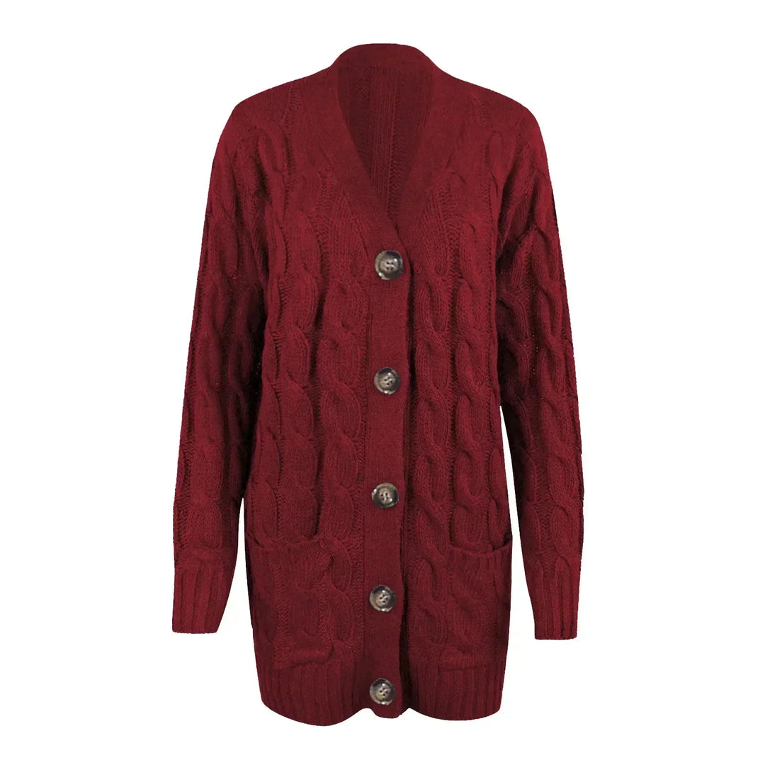 Brennan | Cable Knit Button-Down Pocket Women's Cardigans
