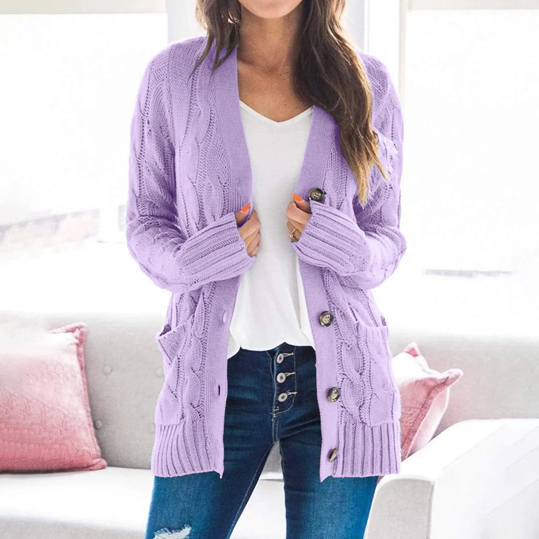 Brennan | Cable Knit Button-Down Pocket Women's Cardigans