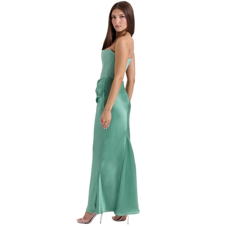 Valentina | One Shoulder Corset Maxi Dress with Draped Skirt