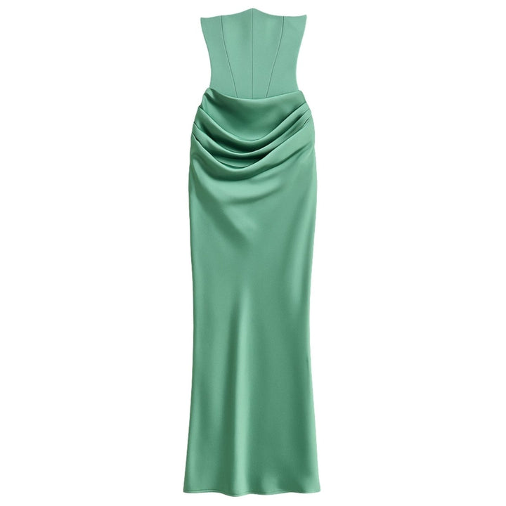 Valentina | One Shoulder Corset Maxi Dress with Draped Skirt