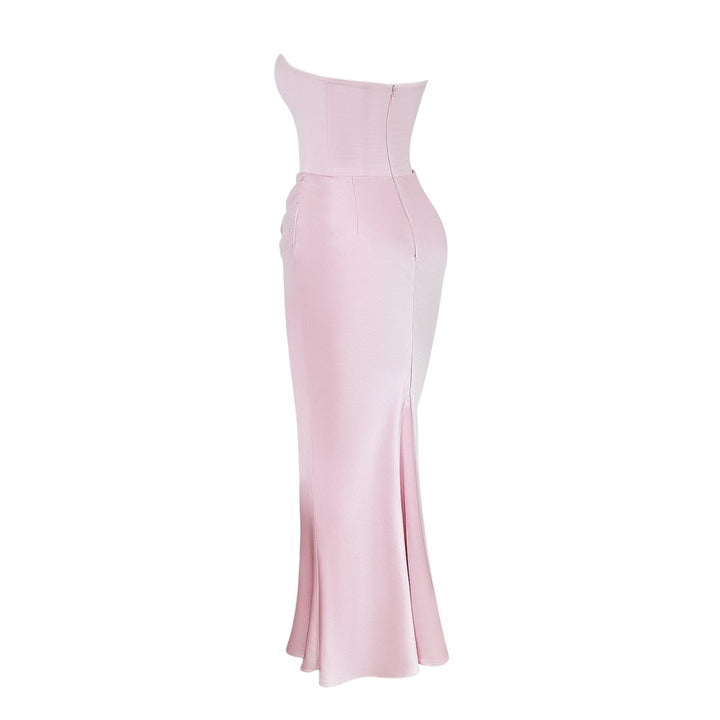 Valentina | One Shoulder Corset Maxi Dress with Draped Skirt